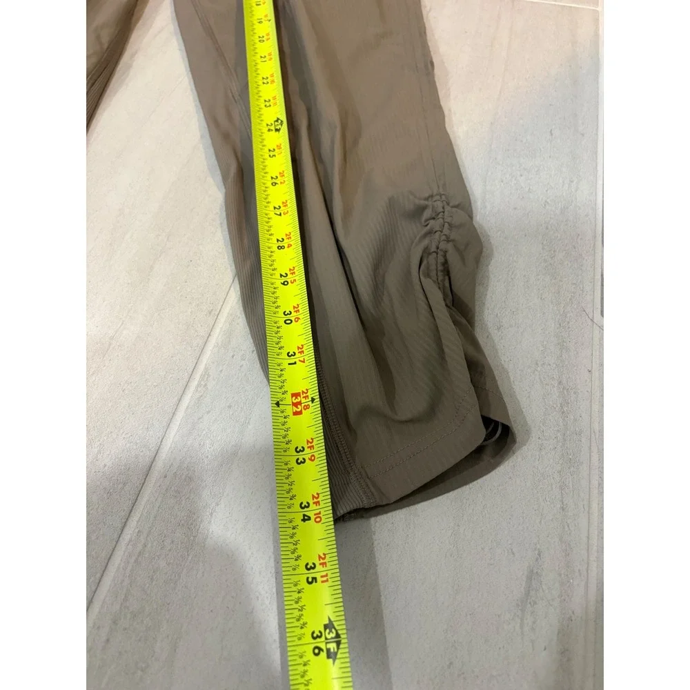 New Lululemon Dance Studio MR Crop Pants Taupe Ribbed Waist Drawstring Sz 2 $138
